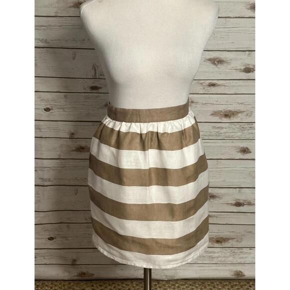 Cynthia Rowley Dresses & Skirts - Cynthia Rowley tan/white striped linen bubble skirt Size 10